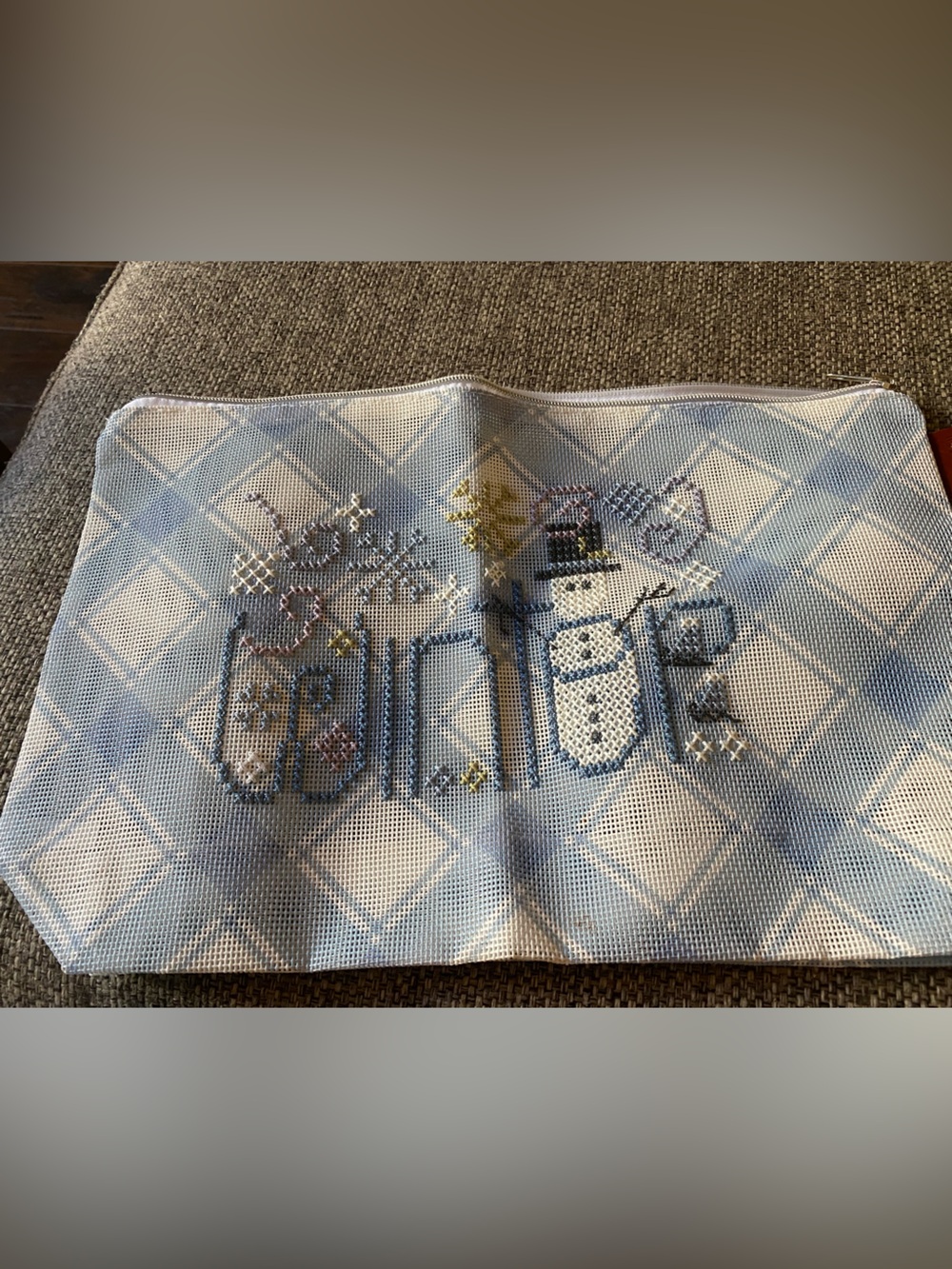 Blue Plaid Satchel-Style Women’s Bag with Light Blue Accents